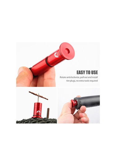 Monyee Alüminyum Çelik Nilon Bisiklet Lastik Tamir Aleti, Vakum Lastik İçin, 5 Adet Tamir Bandı Ve Direksiyon Ucu Tıkanıklıkları, Kırmızı