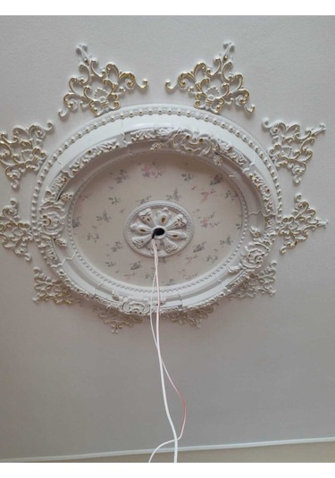 90 Cm Oval Beyaz Altın Saray Tavan