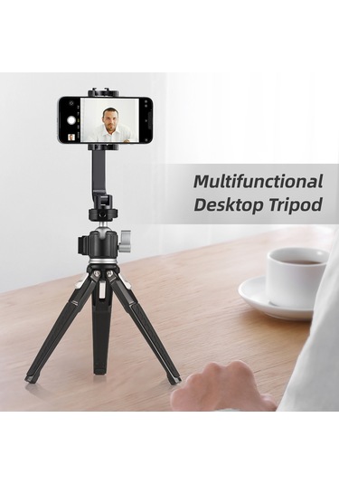 Reedark Alüminyum Masaüstü Tripod, 3 Seviye Yükseklik Ayarı, Kuleli Kafa, 1/4 Vida Ve Soğuk Ayaklık, 3kg Yük Taşıma Kapasitesi