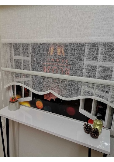 Çift Mekanizmalı Tül Ve Stor Perde - Model 7 Beyaz