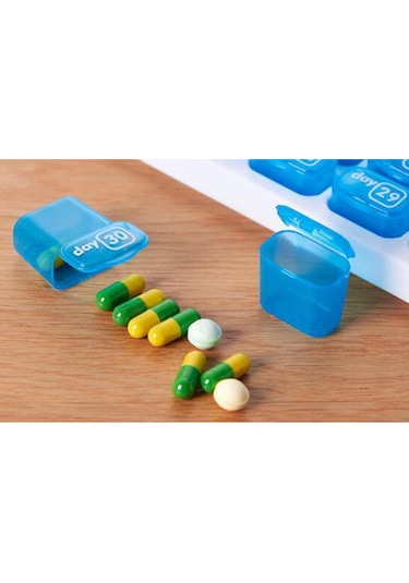 Suntek 31 Izgaralı Hap Kutusu Aylık Gün Bölmeli Seyahat Mavi