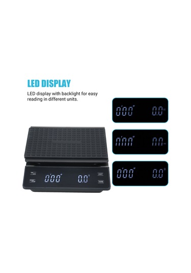 Neevoyu Siyah Ev Ofis Dijital Terazi 0.3-3000g Hassasiyetli Su Geçirmez Ekran Güneş Işığı Otomatik Kapatma Fonksiyonlu Pil Dahil Değil Siyah