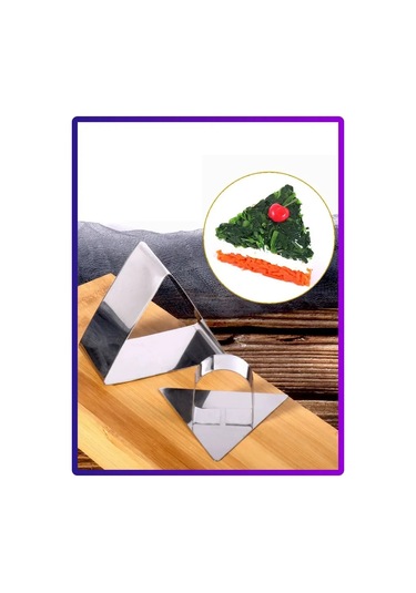 Teltree Stok Mutfak Onigiri Kalıbı, Paslanmaz Çelik Üçgen Form, Basma Kapağı İle Zaman Kazandıran Lezzet Oluşturucu Alet Gümüş