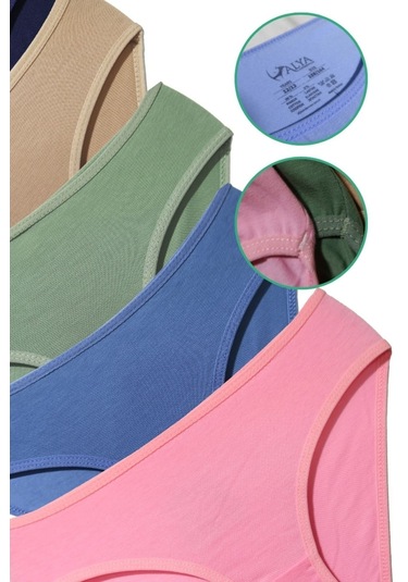 Alya Underwear Kız Çocuk Kalpli Dokuma Lastik Pamuklu Kumaş Slip Külot 5'li Paket 5 Adet Beyaz Renkli P14