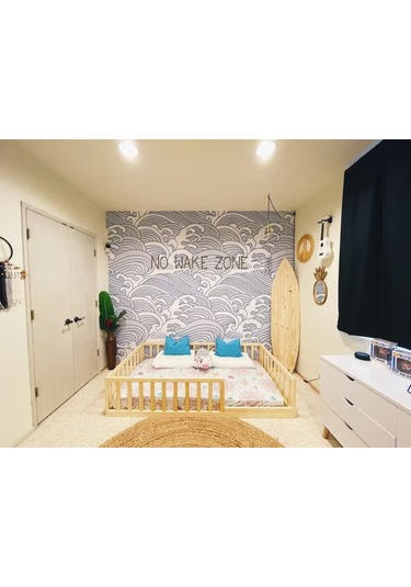 Masif Ahşap Naturel Karyola Çocuk Yatağı 120x200 Cm