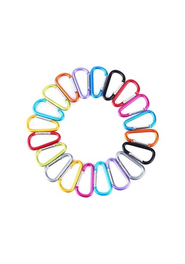 Sagrado 20 Adet D-halka Kilitleme Karabina Anahtarlık - Kamp, Anahtarlık, Eşya Asma - 4.5x2.4cm Siyah Siyah