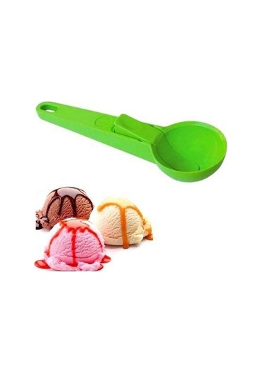 Pratik Mandallı Plastik Dondurma Servis Sunum Kepçesi Kaşığı Beyaz