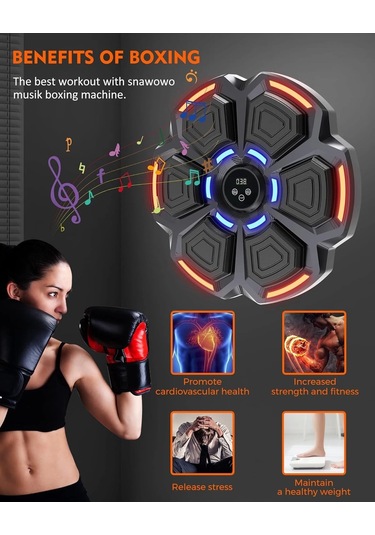 Bluetooth Hoparlör Özellikli Duvar Boks Makinesı 9 Mod Seviye Ayarlı Müzikli Boks Makinesı Siyah