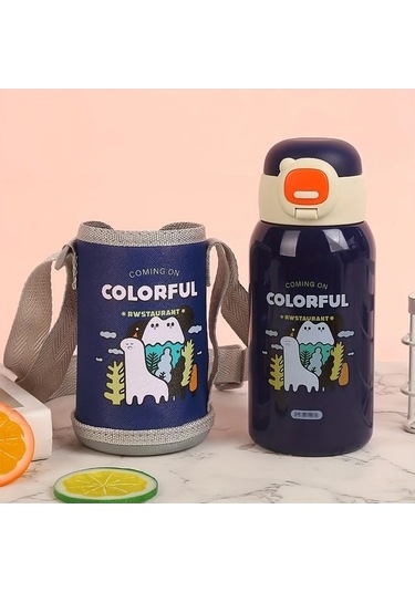 Trendooze 500ml Paslanmaz Çelik Pembe Termos Matara Sızdırmaz Yalıtımlı Pipetli Hediye Kişiye Özel Pembe