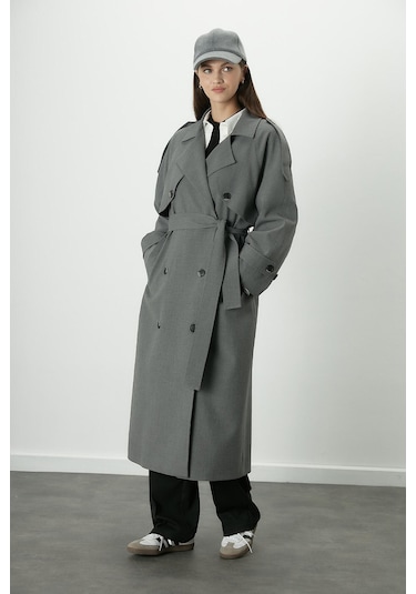 Manuka Premium Oversize Trençkot Gri