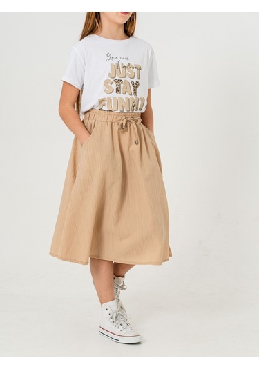 Kız Çocuk Kloş Keten Etek 2951 Bej