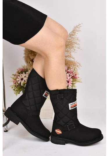 Harley Davidson Laconıa 025G100071 Kadın Nubuk Bot Siyah