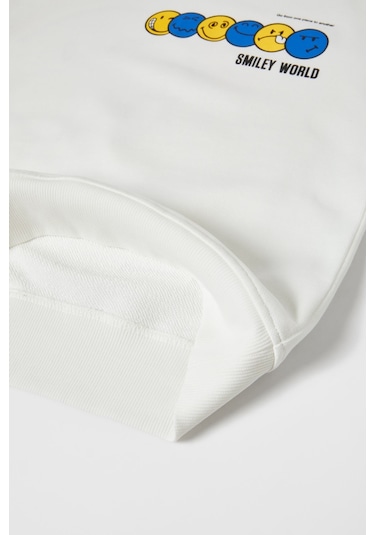 Unisex Çocuk Siyah Beyaz Renk Alt Üst Eşofman Takımı Emoji Detaylı Siyah - Beyaz