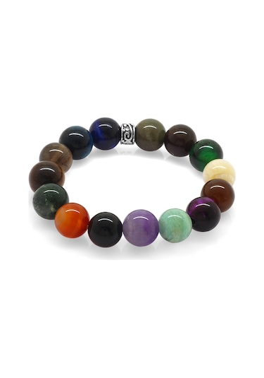 Tesbihane Küre Kesim Multicolor Doğaltaş Kombinli Çocuk Başarı Bilekliği Çok Renkli