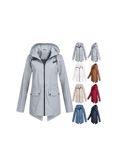 Rüzgarlık Fermuarlı Kapüşonlu Dış Mekan Rüzgar Geçirmez Ceket Koyu Mavi