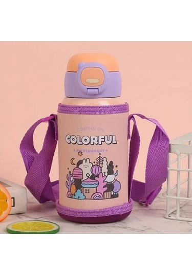 Trendooze 500ml Paslanmaz Çelik Pembe Termos Matara Sızdırmaz Yalıtımlı Pipetli Hediye Kişiye Özel Pembe