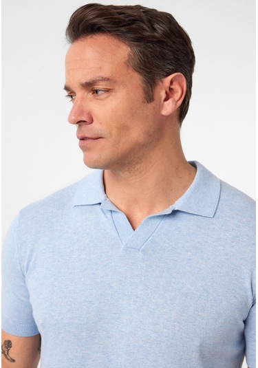 Gerhard Erkek Regular Fit Triko Polo Yaka T-shirt Açik Mavi