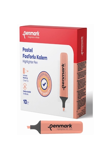 Penmark Pastel Fosforlu İşaretleme Kalemi Yavruağzı Fosforlu Kalem 10 Lu Paket Çok Renkli