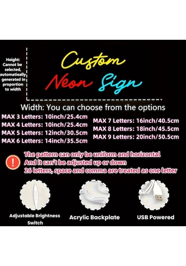 Honeybeeshop Neon Fıne Nf Pembe 25.4 Cm 3 Harf Led Aydınlatma Usb Ev Ofis Parti Dekorasyon Kişiselleştirilebilir Neon Tabela