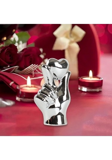 Lijinxu Kalp Heykeli Hediye Koleksiyon Seramik El-ile-gümüş