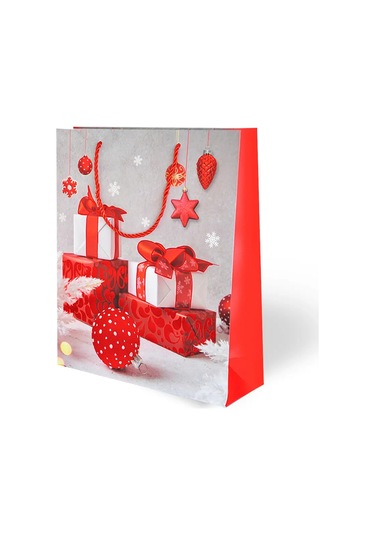 Yılbaşı Varak Baskılı Lüks Karton Çanta 26x32 - Noel