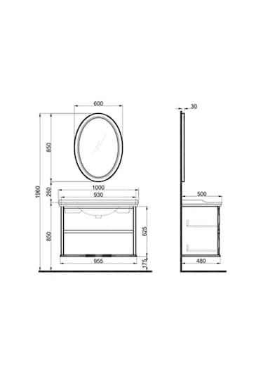 Kale Miro 100 Cm Banyo Dolabı Takımı Mat Beyaz Çok Renkli
