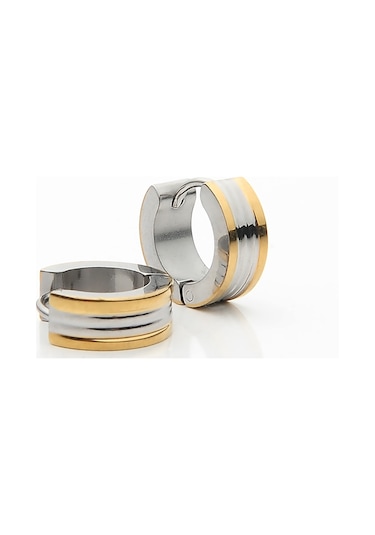 Sarı Çizgili Erkek Çelik Küpe Takı Aksesuar W P24 T5