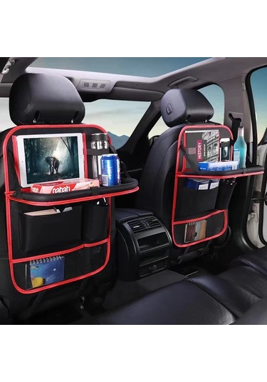 Dashanshop Red Gıonee Katlanır Tablet Tutuculu Çok Cepli Araç Koltuğu Organizeri