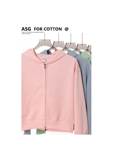 Edwardest 2025 Kadın Sonbahar Ve Kış Yeni Ağır 350g Kısa Fermuarlı Kapüşonlu Sweatshirt Yeşil