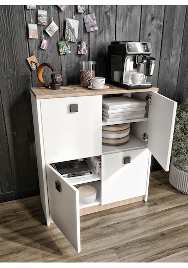 Afilli Asya Kahve Köşesi Ve Çok Amaçlı Dolap Tamamı Mdf Beyaz Gar