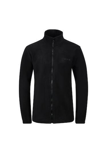 2as Saka Tam Fermuarlı Erkek Polar Sweatshirt Siyah 001