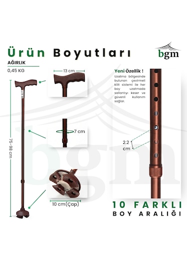 Bronz Akıllı Baston-- Yüksek Kalite Denge Bastonu Kahverengi/bronz