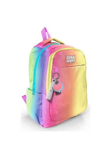 Kids Renk Geçişli Desenli 4 Lü Okul Çanta Seti Okul Çantası, Beslenme, Kalemlik, Matara Çok Renkli