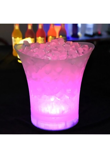 Pazly Çok Renkli Yeni Su Geçirmez Plastik Led Buz Kovası 5l Barlar Gece Kulüpleri 4 Renkli Led Işık Up Barlar Gece Partisi Şampanya Bira Kovası Çok Renkli