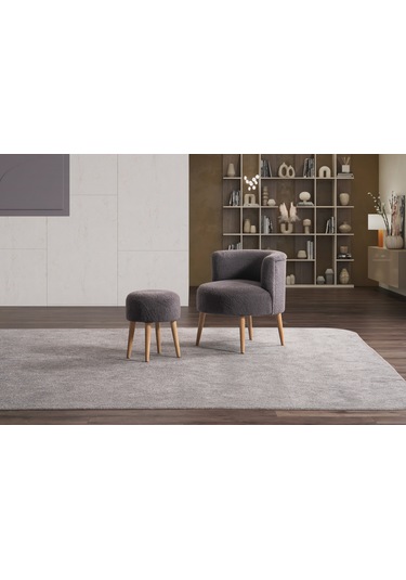 Panda Çay Seti Berjer Ve Puf Takımı Salon, Balkon, Ofis 2 Li Takım Antrasit