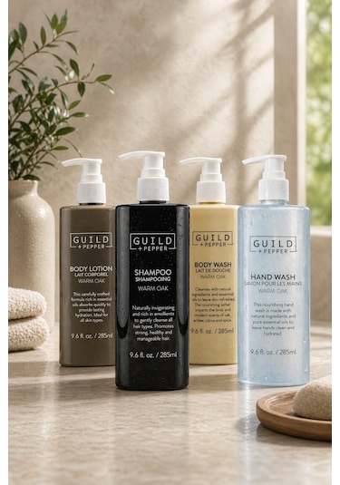 Guild + Pepper Warm Oak 4 Lü Kişisel Bakım Seti Şampuan + Duş Jeli + El Sabunu + Vücut Losyonu 285 ML