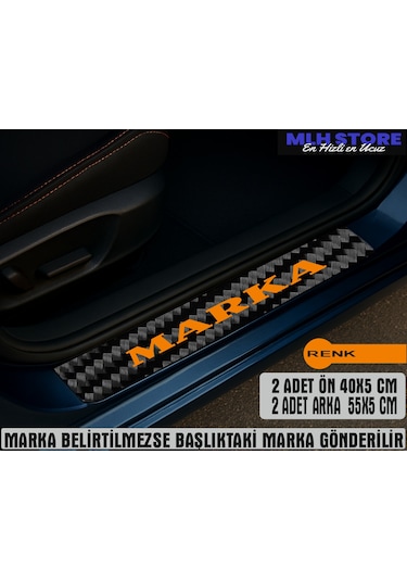 Citroën Dispatch İle Uyumlu 4 Adet Karbon Kapı Eşiği Koruma