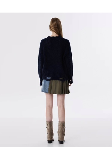 Twist Eskitme Efektli Lacivert Kadın Kazak Tw6250050265 Lacivert