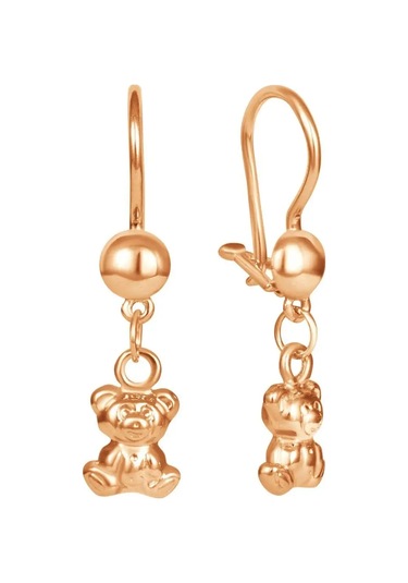 Zolotoj Merkurij Çocukların Altın Kaplamalı Gümüş Ayı Küpeleri 106071627 Altın