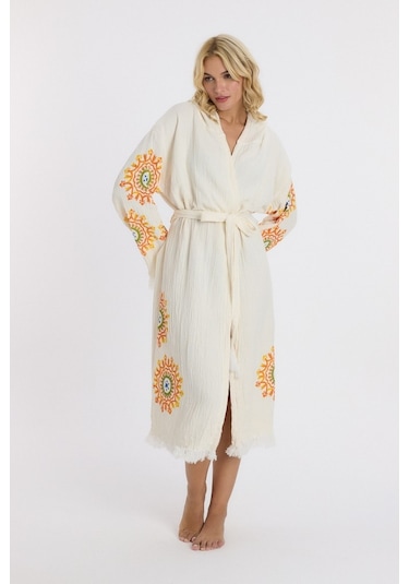 Mulberry Muslin Peştemal Bornoz Banyo Ve Plaj Elbisesi Sarı
