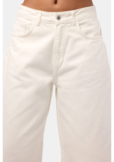 Itsbasic Kadın Kırık Beyaz 7s6-101 Maxi Denim Bermuda Şort