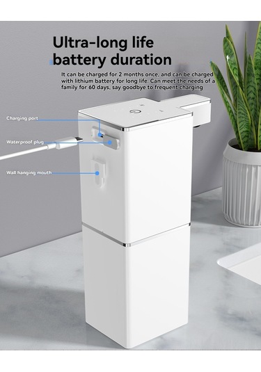 Moveevo Beyaz Duvar Montlu Otomatik Sensörlü Köpük Sabun Dağıtıcı, Dokunsuz Kullanim, 4 Seviye Hacim Kontrolü, Ipx5 Su Geçirmez, 380ml Kapasite, P7 Modeli Diğer