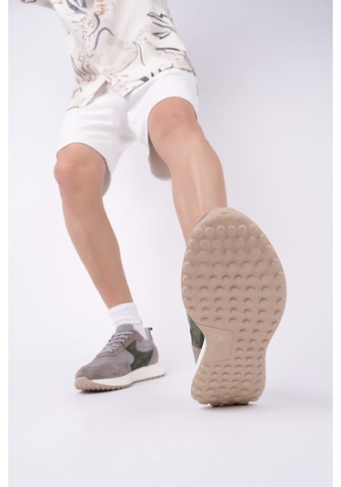 Muggo Svenson Kalın Taban Bağcıklı Hakiki Deri Erkek Günlük Sneaker Spor Ayakkabı Haki