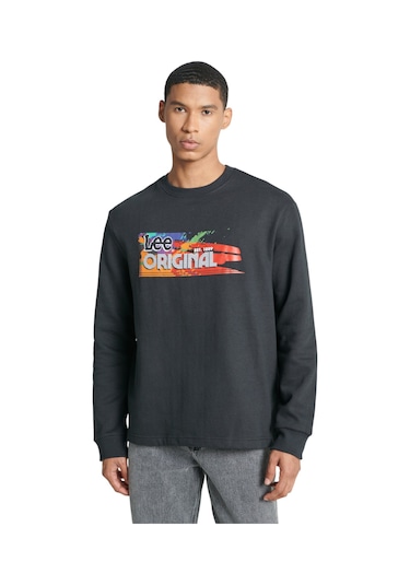 Lee Cooper Regular Fit Normal Kesim Bisiklet Yaka Şardonlu Siyah Sweatshirt Sİyah