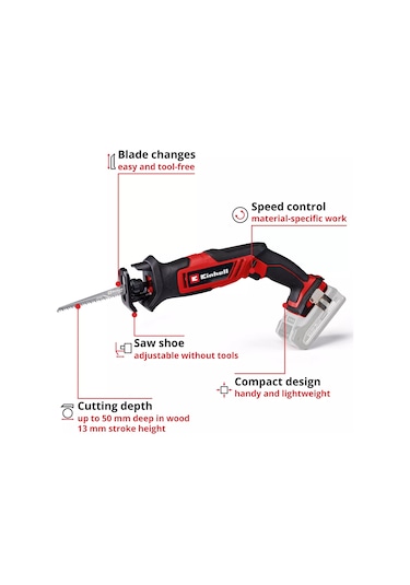 Einhell TE-AP 18/13 Li - Solo Akülü Kılıç Testere (Akü ve Şarj Hariç) - 4326315