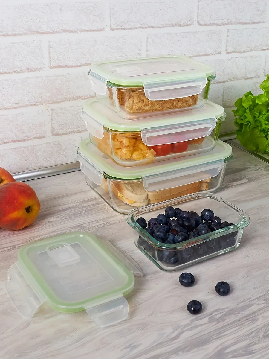 Eley 4'lü Cam Gıda Saklama Kapları Seti 262531853 Yeşil