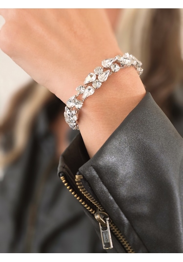 Eva Takı Store Geometrik Damla Çiçek Model Silver Renk Bileklik Gümüş