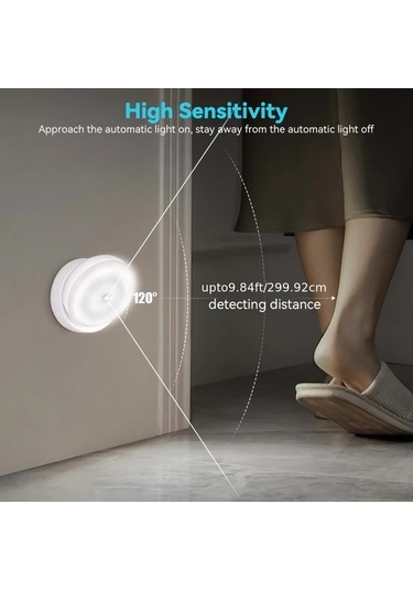 Xuweiwei 1 Adet Hareket Sensörlü Gece Lambası - Aydınlatma Ayarlı Otomatik Açma Kapama Yatak Dolap İçin Sıcak Işık Sıcak Işık