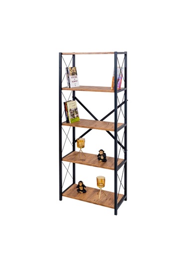 5 Raflı Metal Ayaklı Dekoratif Kitaplık