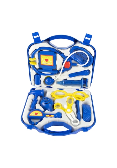 Doktor Diş Seti Oyuncak 10 Parça Çantalı Set Mavi